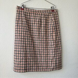 Carolina Herrera Classic Plaid Pencil Skirt in Orange and Black